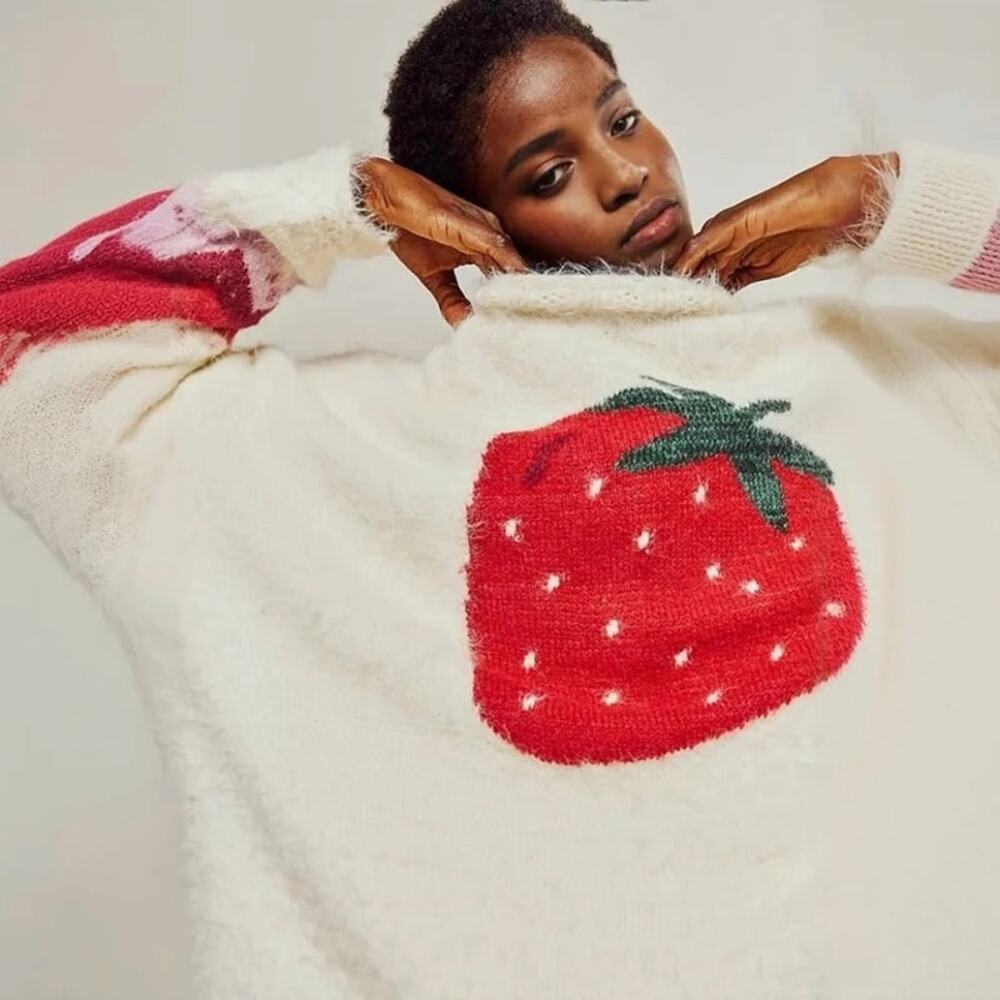 Free People Just Peachy Strawberry Fuzzy
Oversized Pullover Sweater Small - Picture 2 of 6